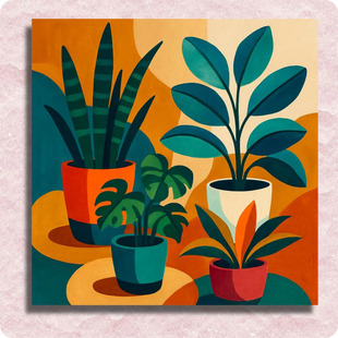 绿植盆栽数字油画diy填色手绘客厅高级装饰画打发时间减压神器