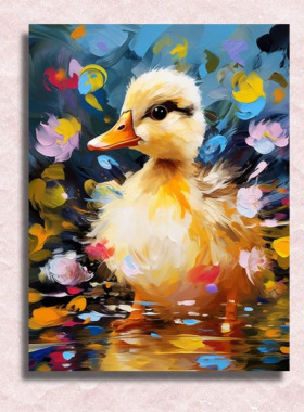 彩墨鸭影数字油画diy风景客厅填色手绘成人减压高级版装饰画