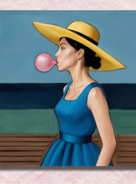 吹泡泡女孩数字油画diy风景客厅填色手绘成人减压高级版装饰画