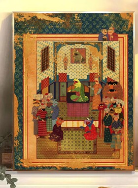 土耳其细密画数字油画diy填色治愈客厅玄光装饰画喷绘打印成品画