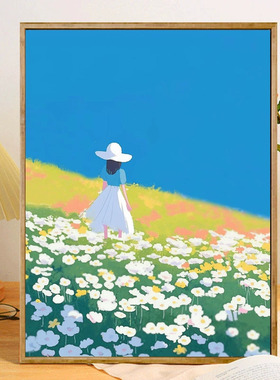 花海喜悦DIY数字油画手工手绘治愈装饰油彩画丙烯挂壁画