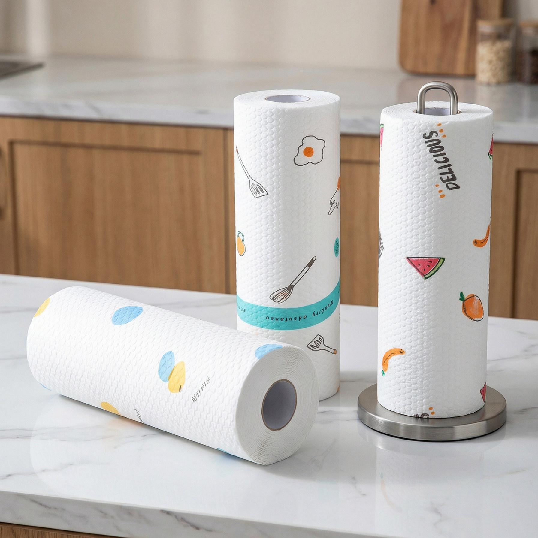 一次性懒人抹布加厚洗碗布印花厨房纸巾卷装清洁抹布干湿两用