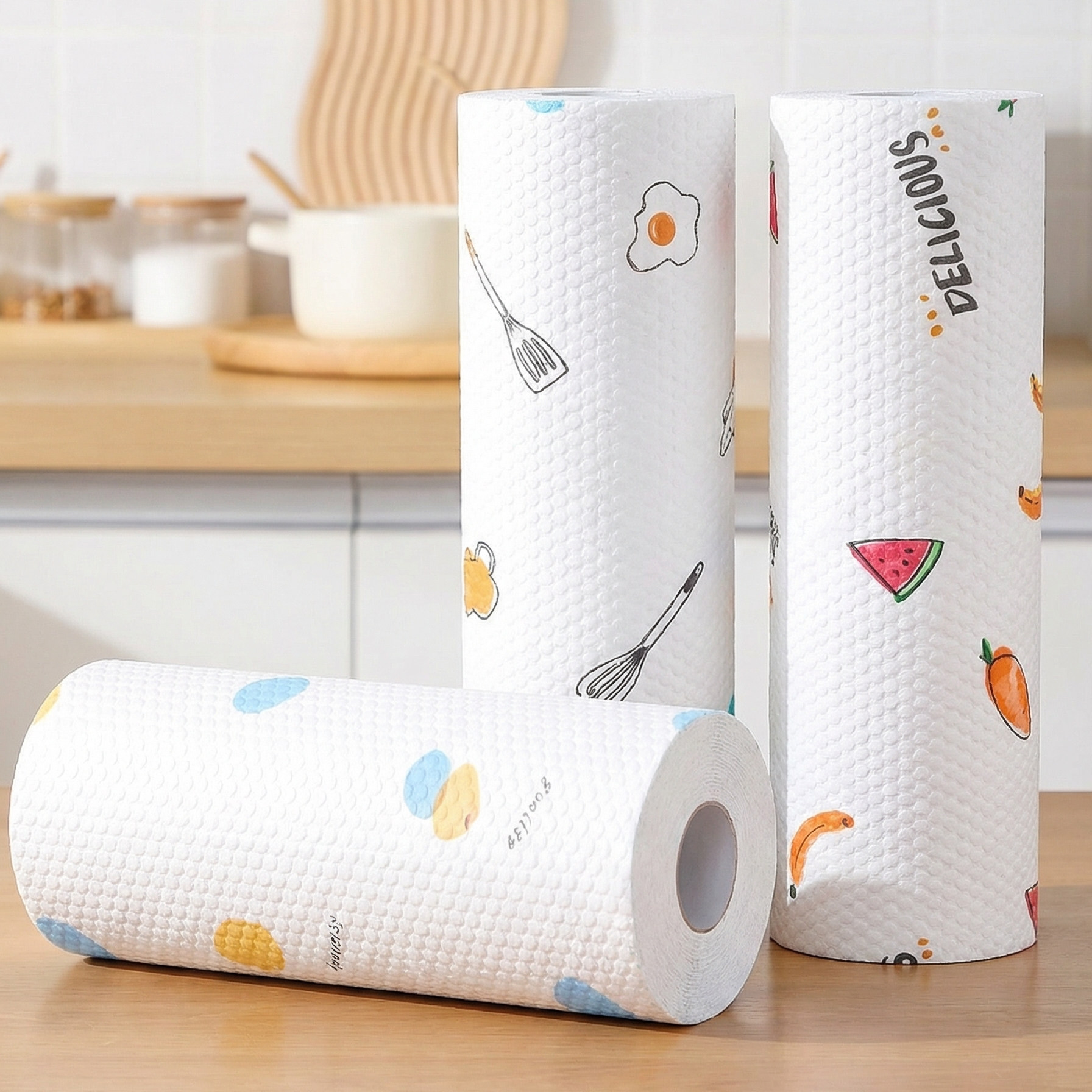 可水洗懒人抹布一次性厨房印花纸巾卷装吸水吸油干湿两用清洁布