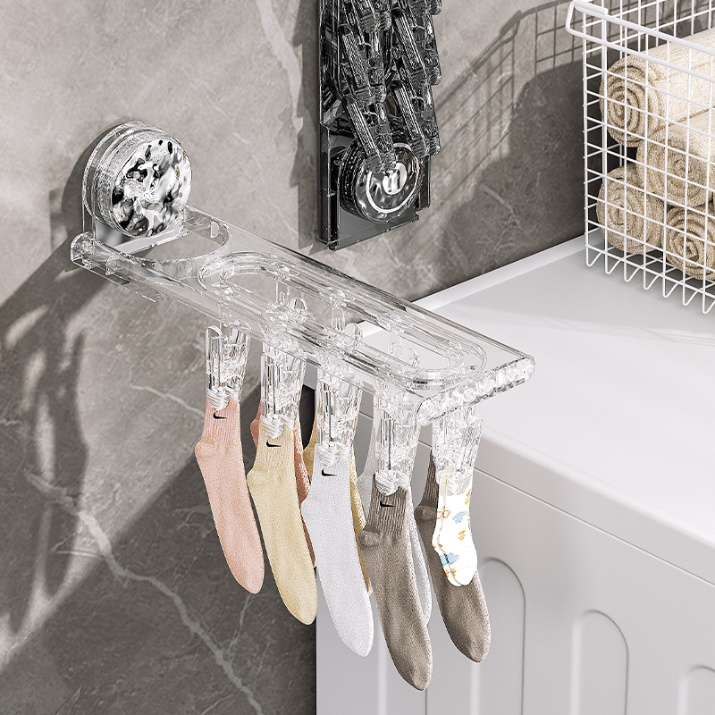 吸盘袜子晾晒架多夹子凉袜子架子多功能晒袜子神器阳台折叠晾衣架