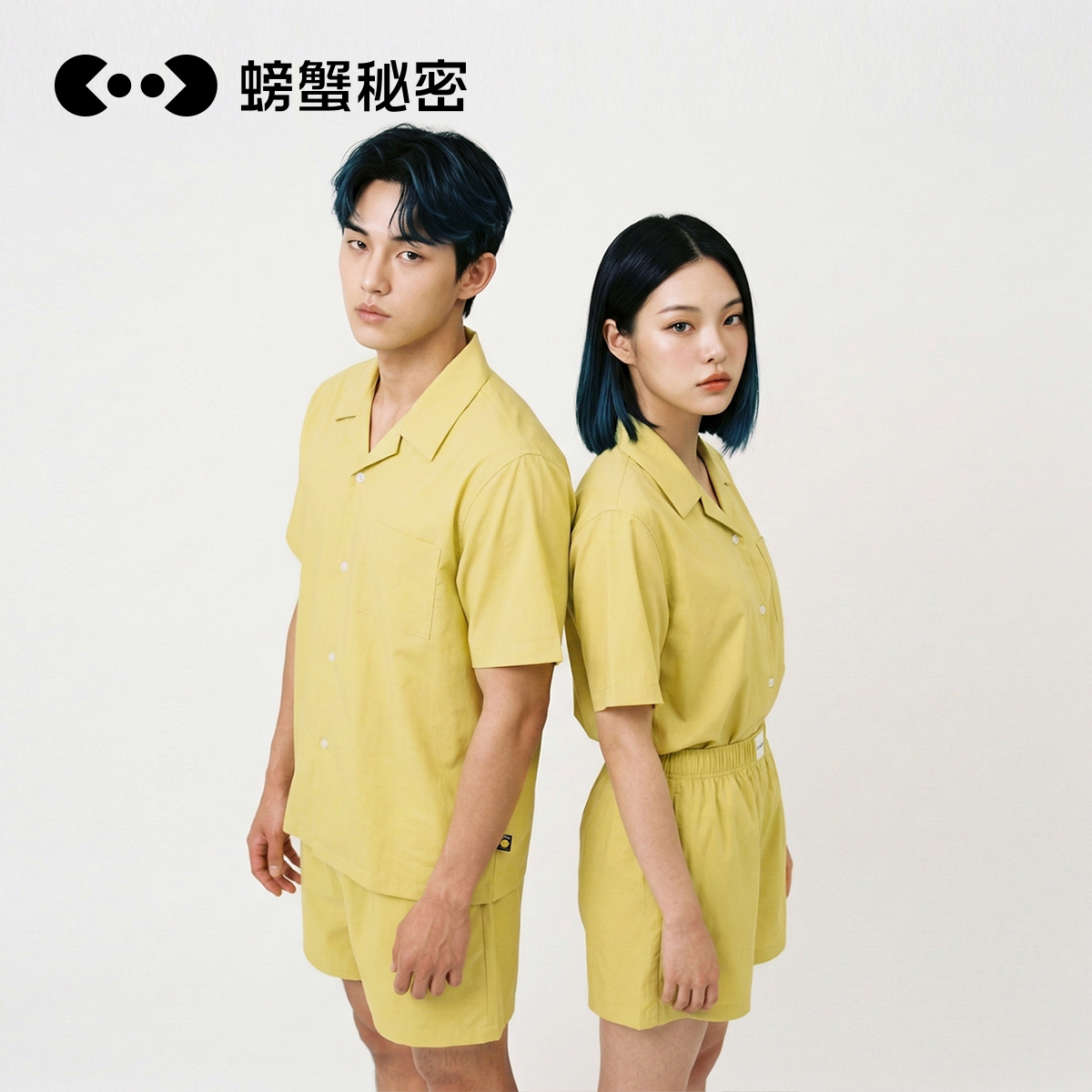 螃蟹秘密睡衣男女情侣纯棉家居服男士短袖短裤学生时尚洋气可外穿