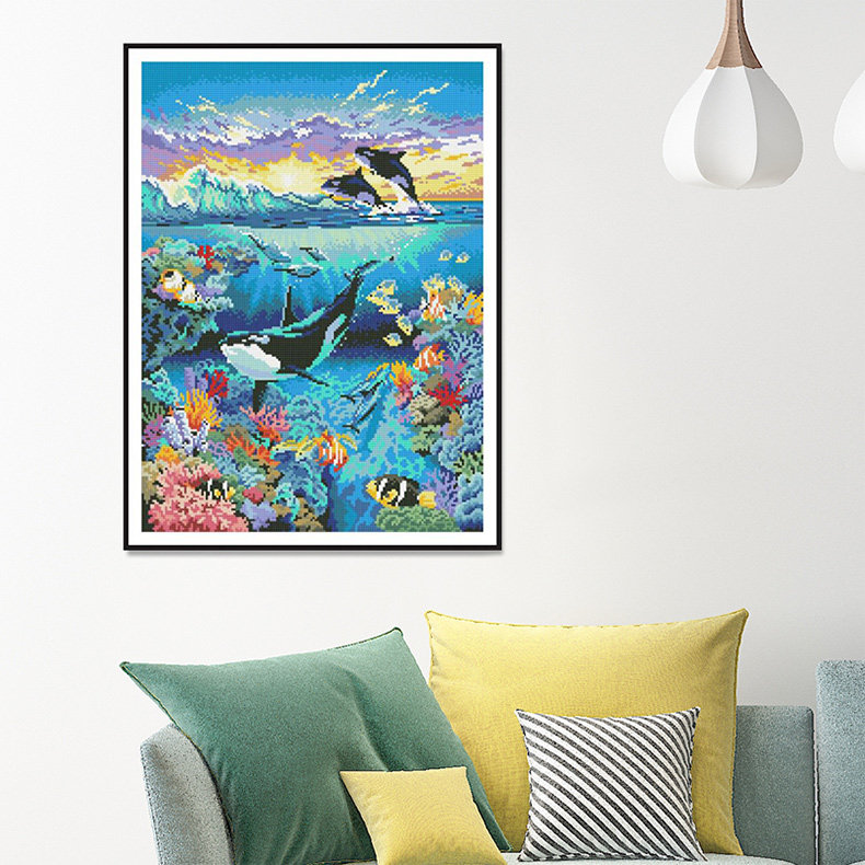 2026新款满钻海洋动物系列钻石绣男孩女孩卧室儿童简单竖版钻石画
