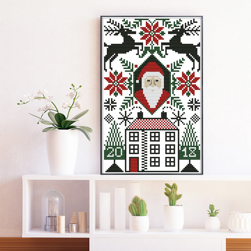 圣诞老人十字绣2026年新款线绣客厅卧室手工刺绣挂画小件简单易绣
