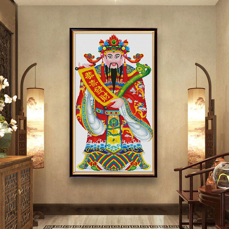 财神爷钻石画2023新款客厅钻石绣满钻财神新款摇钱树手工贴钻挂画