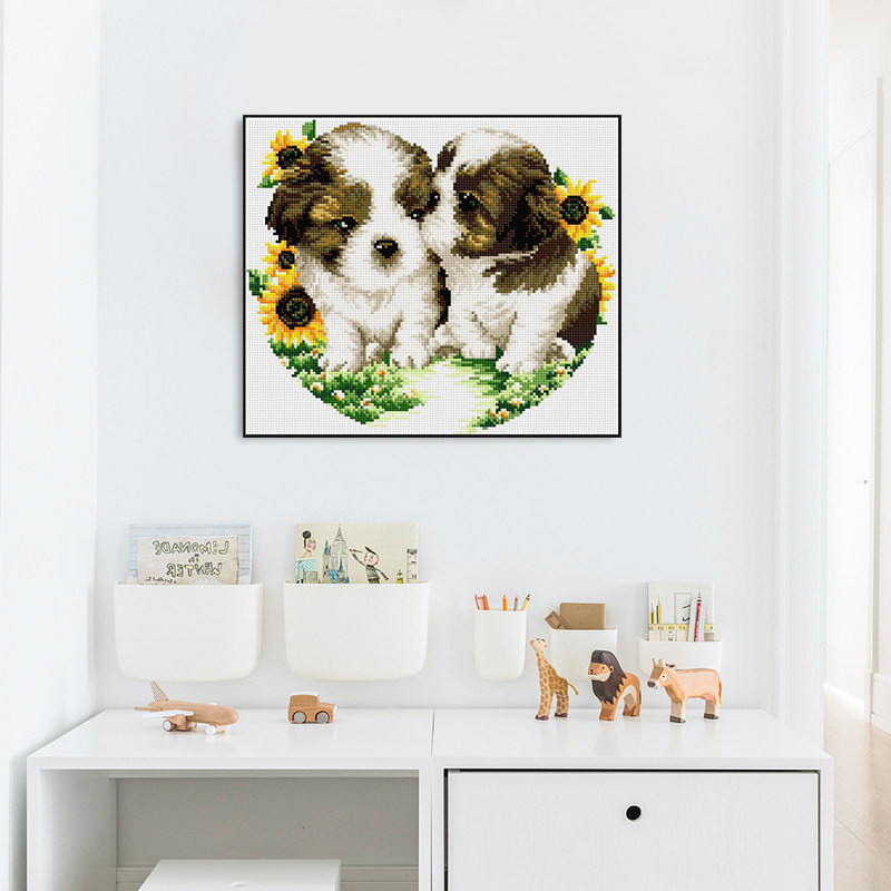 小狗亲亲钻石画2026年夏新款动物系列手工点钻贴画儿童房卧室挂画