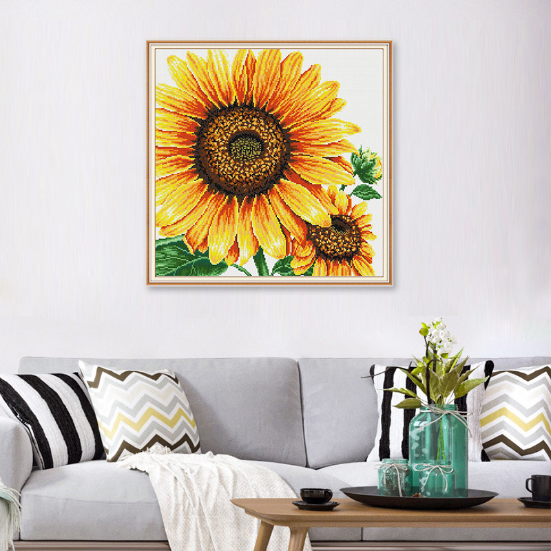 向日葵钻石画2023新款点砖满钻绣植物花卉吃饭餐厅装饰5d立体diy