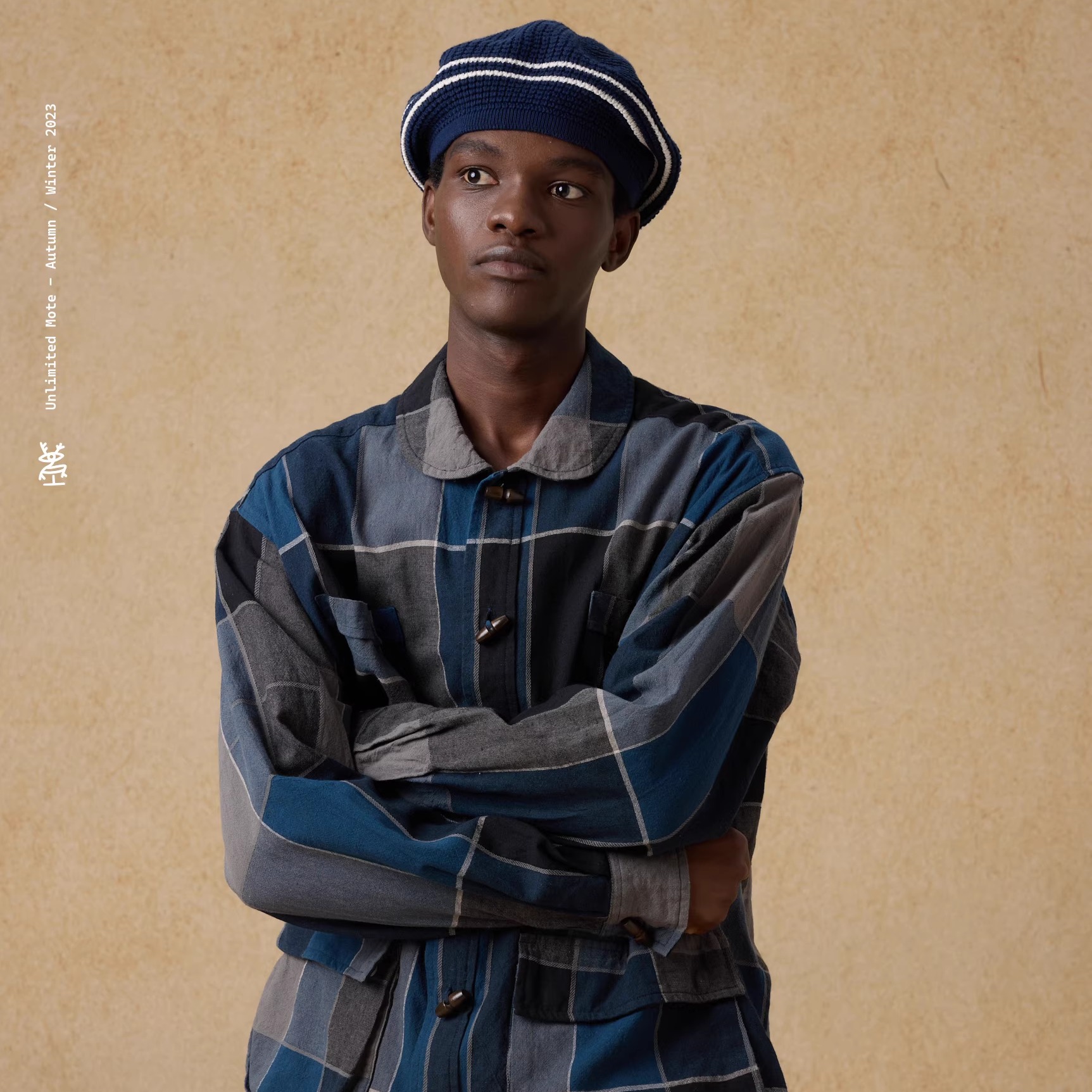 Unlimited Mote 春季复古宽松圆领牛角扣格子纹棉麻衬衫男女