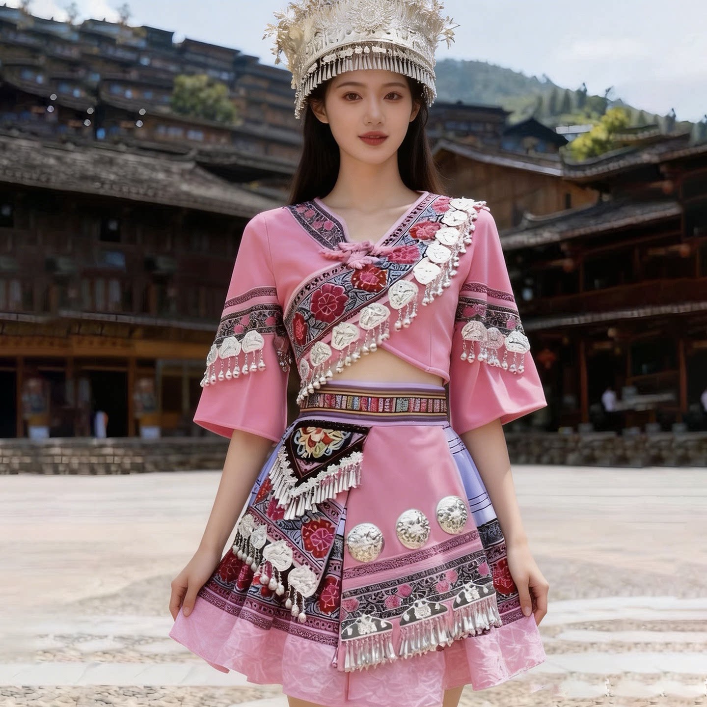 苗族服装成人女少数民族传统服饰苗寨旅拍写真舞台舞蹈演出服套装
