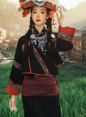新款布朗族成人服饰贵州少数民族套装傣族旅拍演出刺绣民族服装