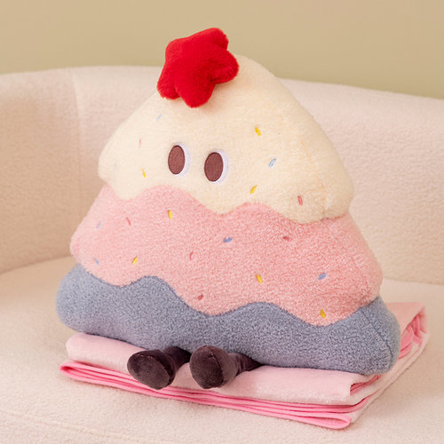 圣诞蛋糕树抱枕二合一空调毯空调被办公室靠垫车载午睡毯子靠背