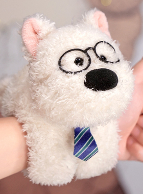 可爱西高地毛绒啪啪圈儿童手腕玩偶趴着卡通潦草小狗毛毛创意礼物