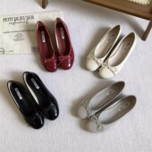 蝴蝶结仙女浅口单鞋 子 复古温柔小众晚风平底豆豆鞋 女春秋新款 法式