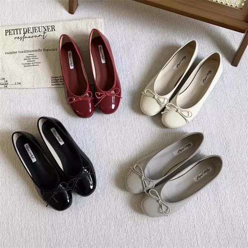 蝴蝶结仙女浅口单鞋豆豆鞋女