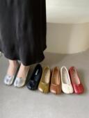 平底马蹄单鞋 内增高5CM厚底分趾拇指猪蹄鞋 女2025春秋软皮豆豆鞋