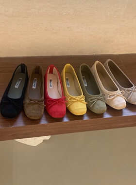 平底绒面黄色单鞋女鞋子2026新款春季百搭配裙子红色芭蕾舞晚晚鞋