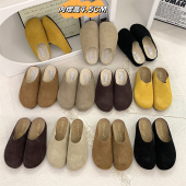 半拖鞋 复古真皮包头勃肯鞋 女春秋软底松果懒人博肯鞋 厚底小土豆