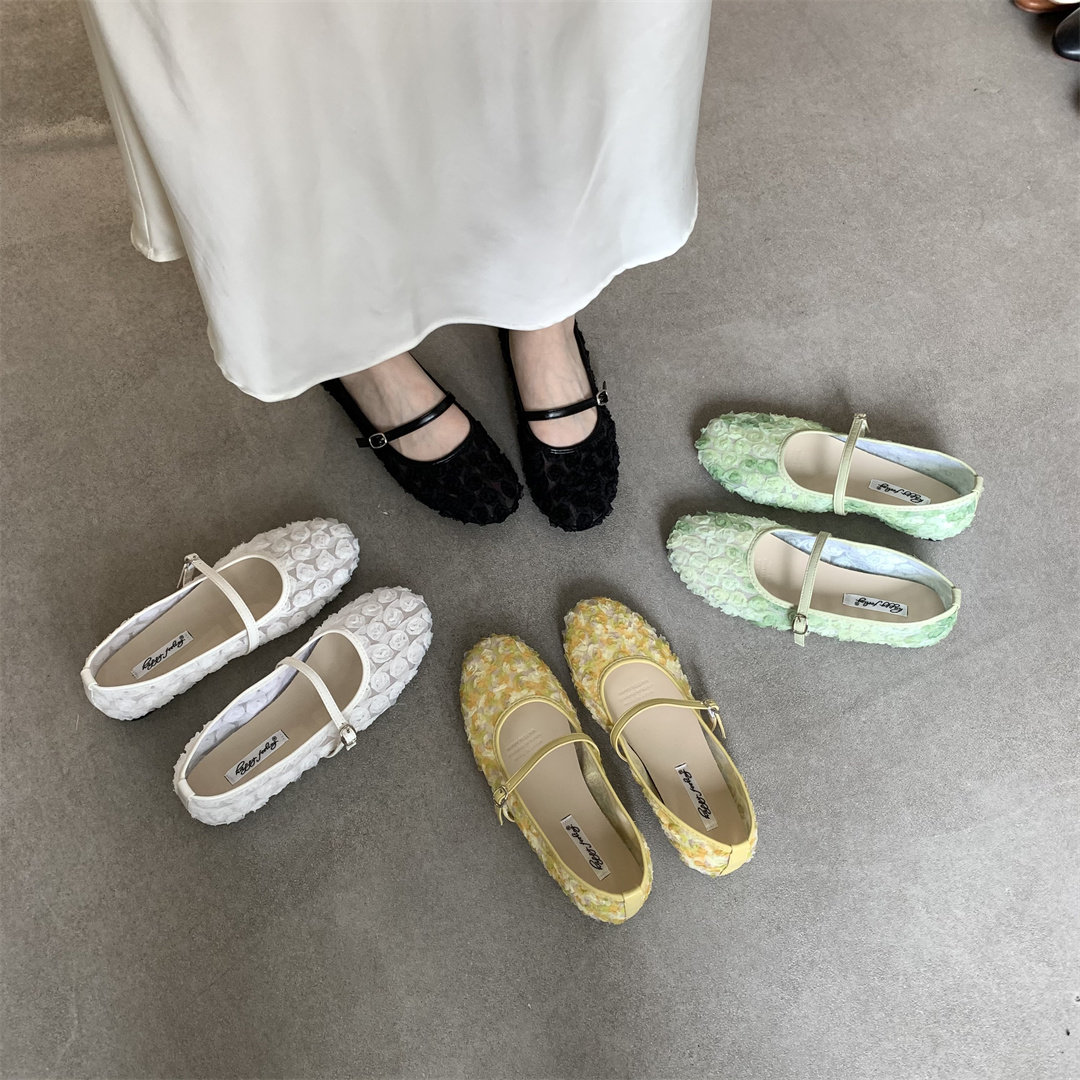平底米白色温柔风一字带单鞋女鞋子2026年春季新款配裙子玛丽珍鞋,女鞋,浅口单鞋,淘宝优惠券,粉丝福利购,淘宝优惠卷
