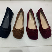 小众绸缎红色粗跟单鞋 女鞋 子春秋2025春季 法式 绒面气质通勤晚晚鞋