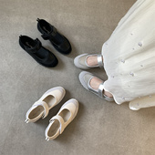 设计师厚底韩国小众玛丽珍鞋 银色休闲运动浅口单鞋 女2025春季 新款