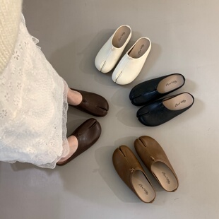 内增高分趾半拖鞋女2026春季单鞋懒人一脚蹬猪蹄鞋女鞋休闲乐福鞋