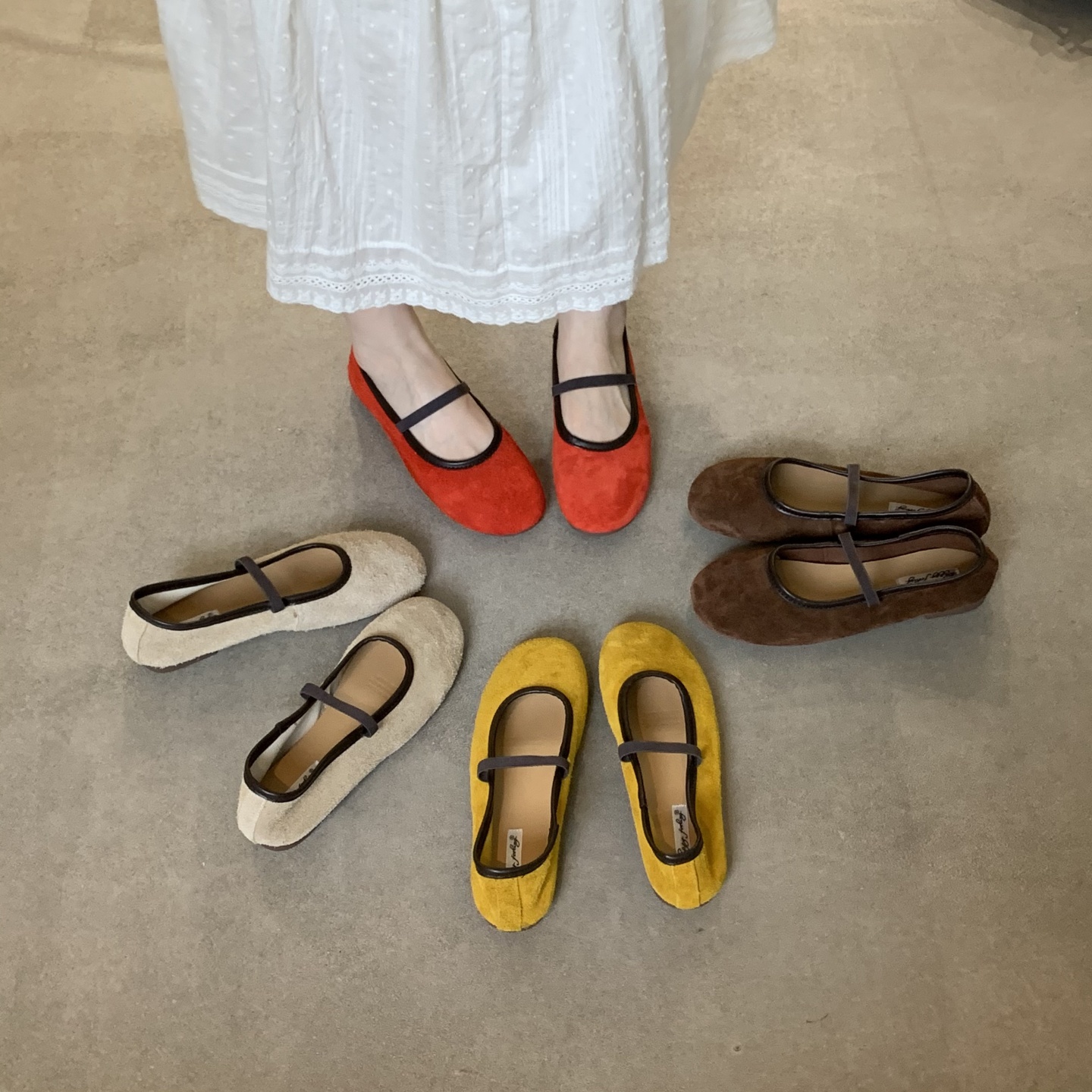 真皮软底法式绒面奶奶鞋女2025秋仙女风平底单鞋舒适配裙子豆豆鞋