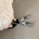 粗跟后空穆勒单鞋 法式 2026新款 女夏季 小众仙女风绝美银色包头凉鞋