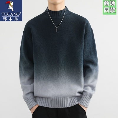 啄木鸟2025秋冬新款渐变色毛衣