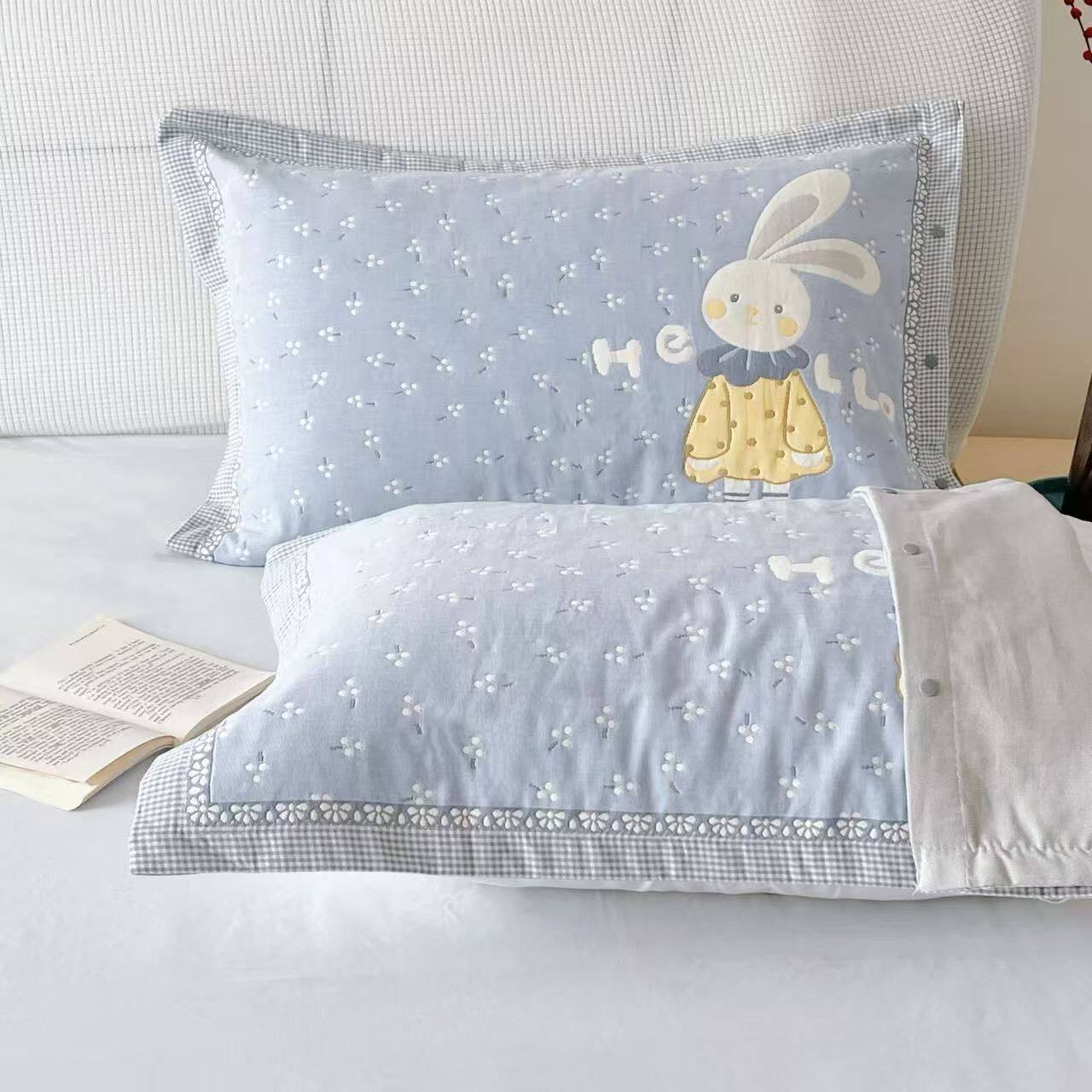 枕芯内胆套枕套高密棉质纱布按扣卡通全棉枕头套四季全通用不脱落