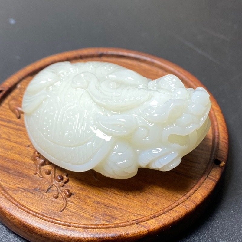 和田玉龙龟贵州罗甸玉龙头龟挂件白玉项链玉佩招财吊坠天然玉器