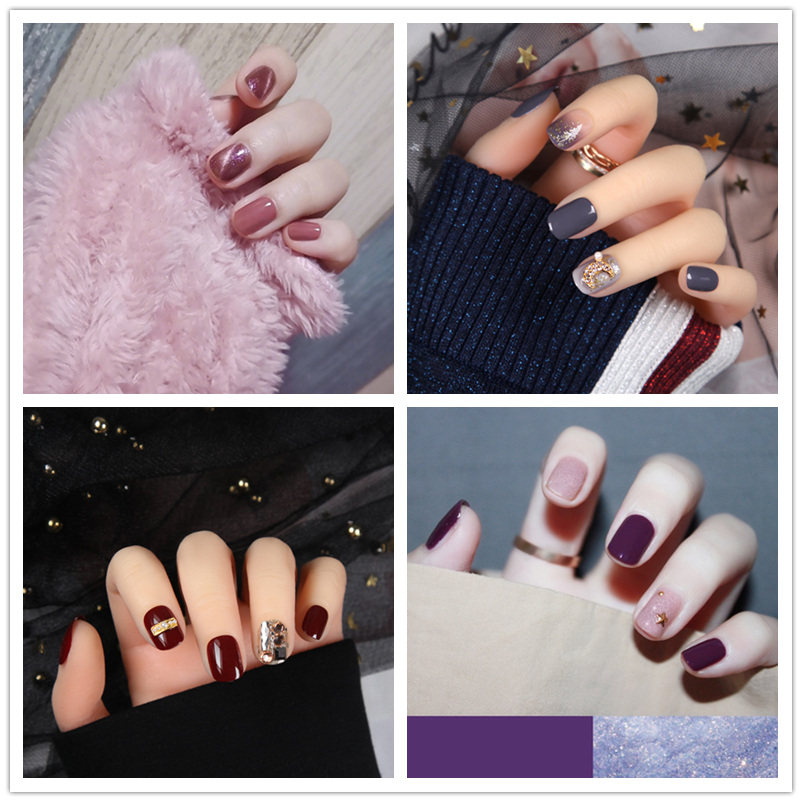 2021年新年假指甲美甲成品短款穿戴式指甲贴新娘孕妇可拆卸甲片贴