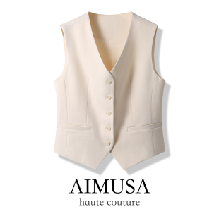 无袖 AIMUSA 马甲女高级感春季 老钱风白色西装 马夹叠穿背心 26新款