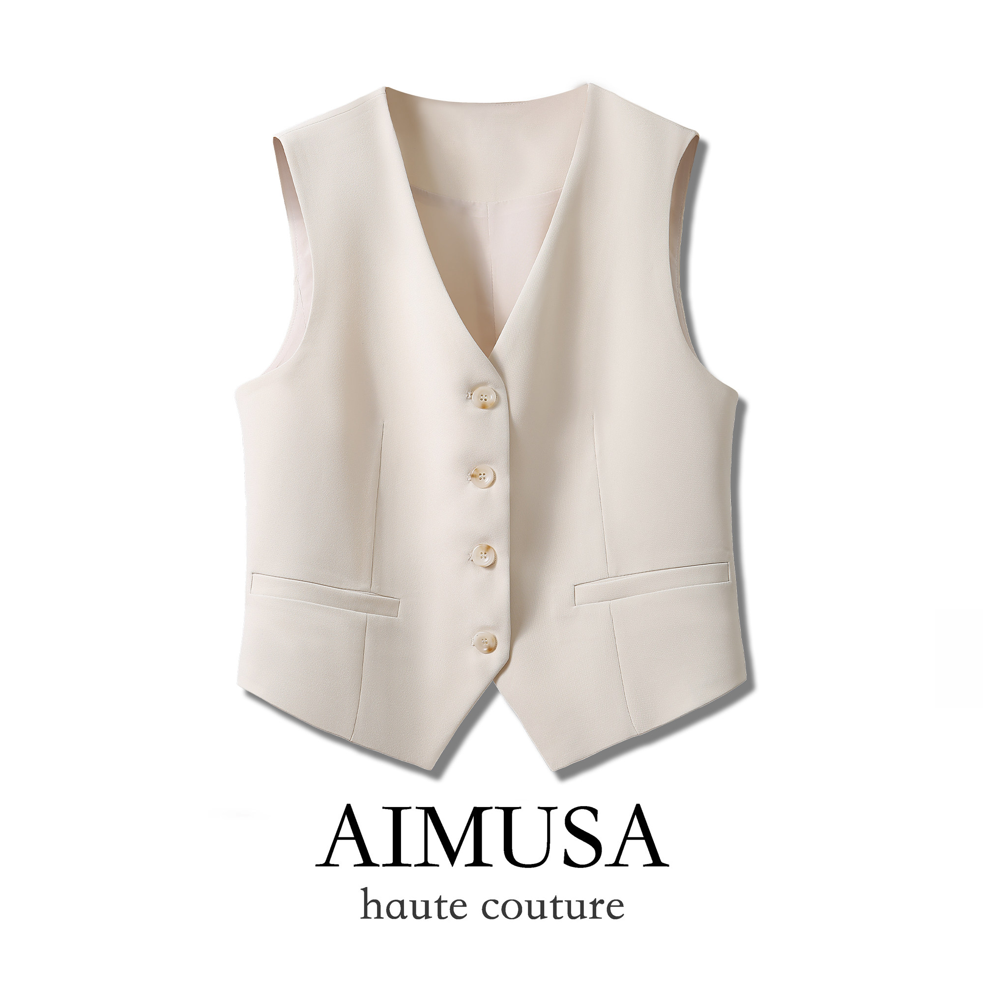 AIMUSA 26春季新款极简风西装背心马甲女款叠穿坎肩小马夹外套