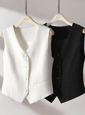 AIMUSA 25秋冬老钱风白色西装马甲背心女秋时尚无袖坎肩真空穿