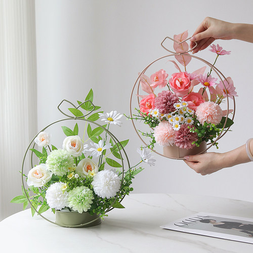 带花篮北欧小清新仿真花高级感