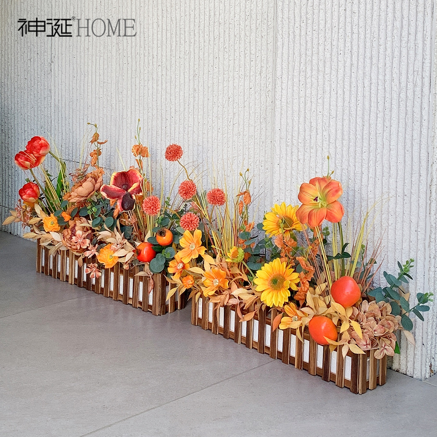 莫奈花园秋色仿真花造景栅栏花图片