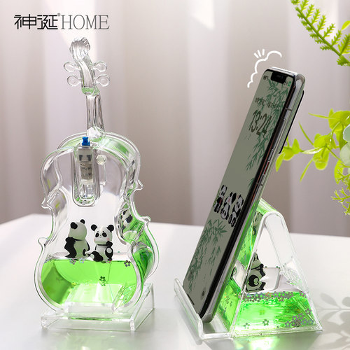 可爱熊猫减压油漏沙漏创意摆件