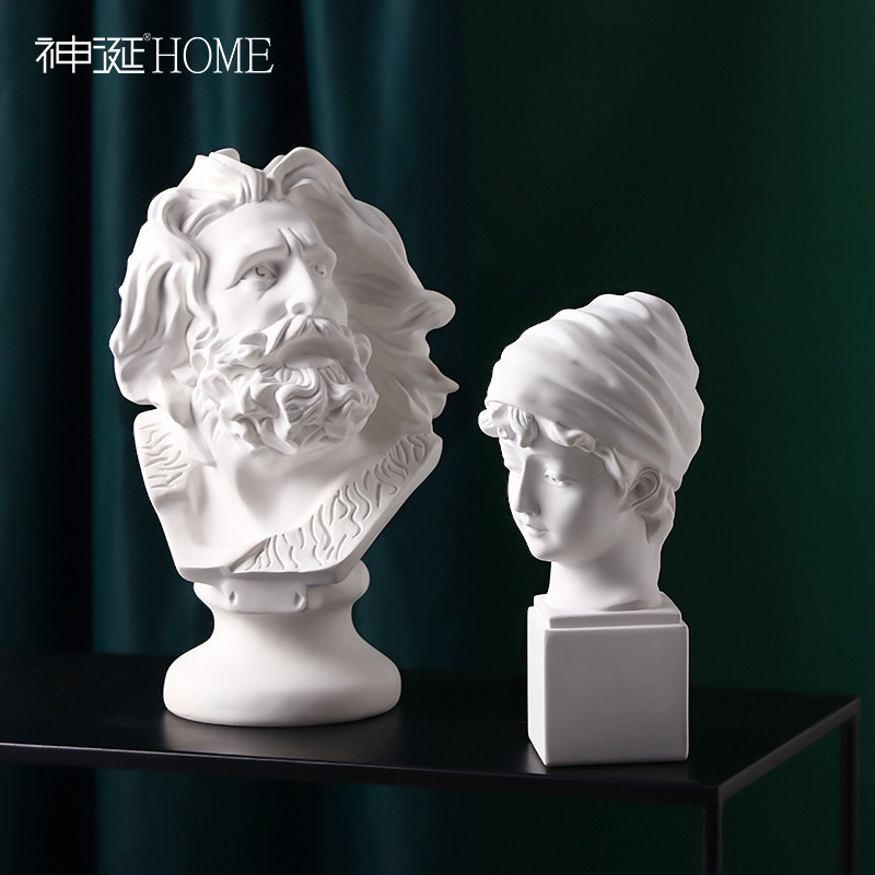 Lớn Bắc Âu David nhựa thạch cao tượng nghệ thuật đầu đồ trang trí nhân vật điêu khắc phòng khách tủ rượu trang trí nhà cửa 	đồ gỗ trang trí đẹp	 	đồ gỗ trang trí bàn ăn	