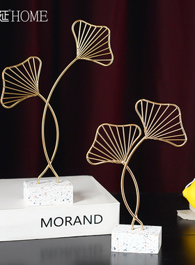 北欧轻奢银杏叶摆件创意r客厅卧室样板房间布置摆设欧式家居装饰