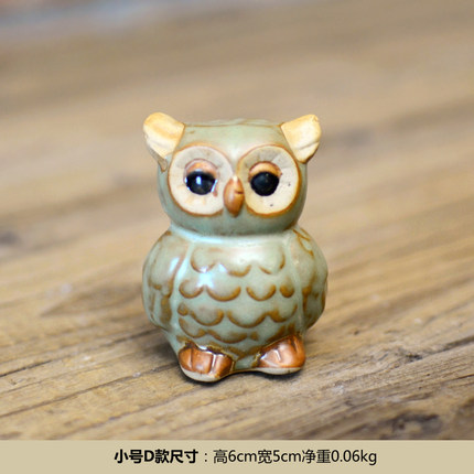 美式乡村复古陶瓷哑光可爱猫头鹰工艺品创意客厅办公室装饰品摆件