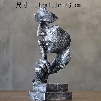创意沉默是金雕塑工艺品摆件复古家居办公室客厅艺术品装饰品摆设