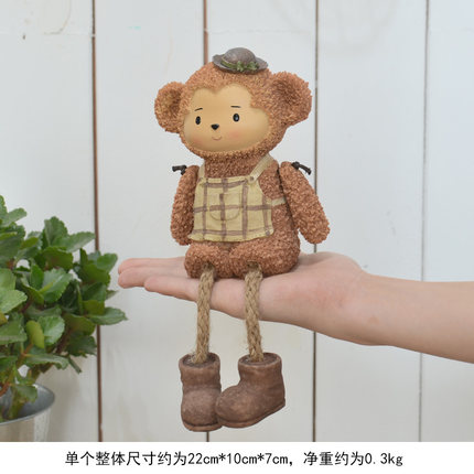 创意家居吊脚娃娃树脂工艺小摆件房间卧室搁板可爱动物装饰品摆设
