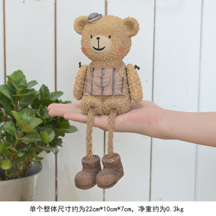 创意家居吊脚娃娃树脂工艺小摆件房间卧室搁板可爱动物装饰品摆设