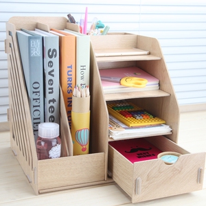 木质收纳盒 资料文件架文件夹 置物架办公用品收纳箱包邮1034