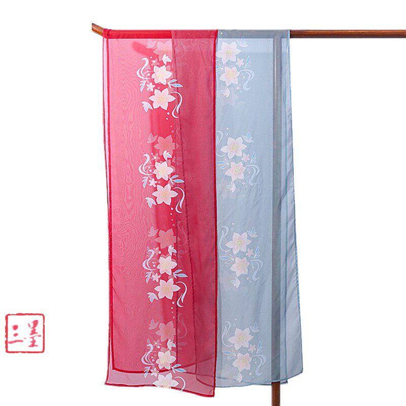 HANFU VERSATILE BATCH SILK TANG FENG TUAN FLOWER PRINT WOMENS CHIFFON MULTI-COLOR SHAWL TANG STYLE DANCE LONG STREAMER LONG SILK SCARF
