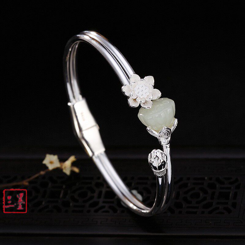 AGARWOOD SUCH AS CRUMBS YAN DANBU OFF BRACELET S BRACELET LADIES LOTUS NATURAL HETIAN JADE SILVER BRACELET