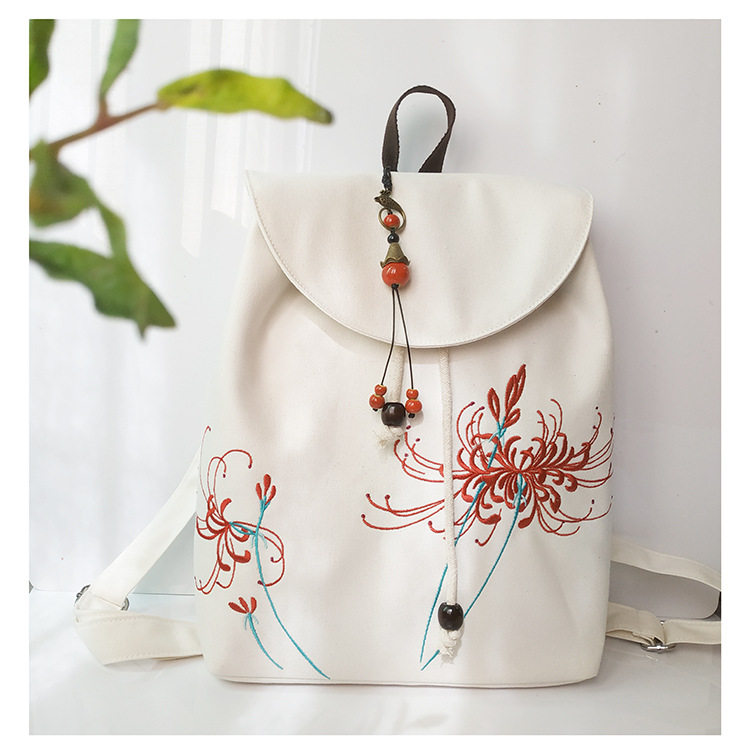 THREE INK PRODUCTS EMBROIDERY RETRO CHINESE ETHNIC STYLE CASUAL CANVAS EMBROIDERY HANFU ANCIENT STYLE SCHOOLBAG BACKPACK